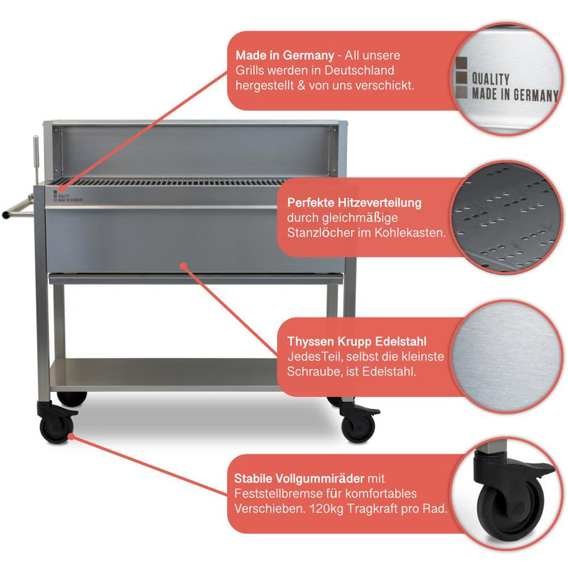 Edelstahlgrill Profistar II - Kohlengrill - Schickling-Grill