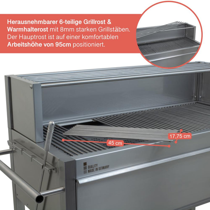 Edelstahlgrill Profistar II - Kohlengrill - Schickling-Grill