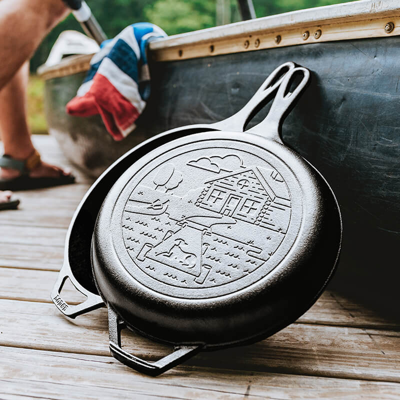 Gussbräter mit Stiel und Deckel schwarz | 3 Liter - Zubehör - Lodge