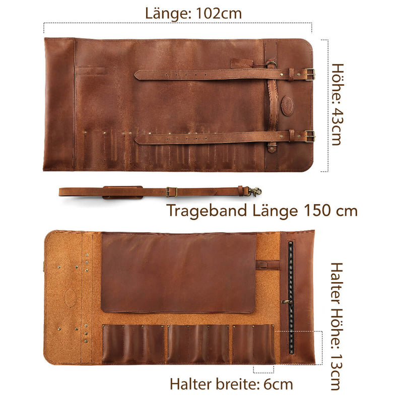 Messer Tasche Leder Premium | für bis zu 10 Messer - Zubehör - XINZUO